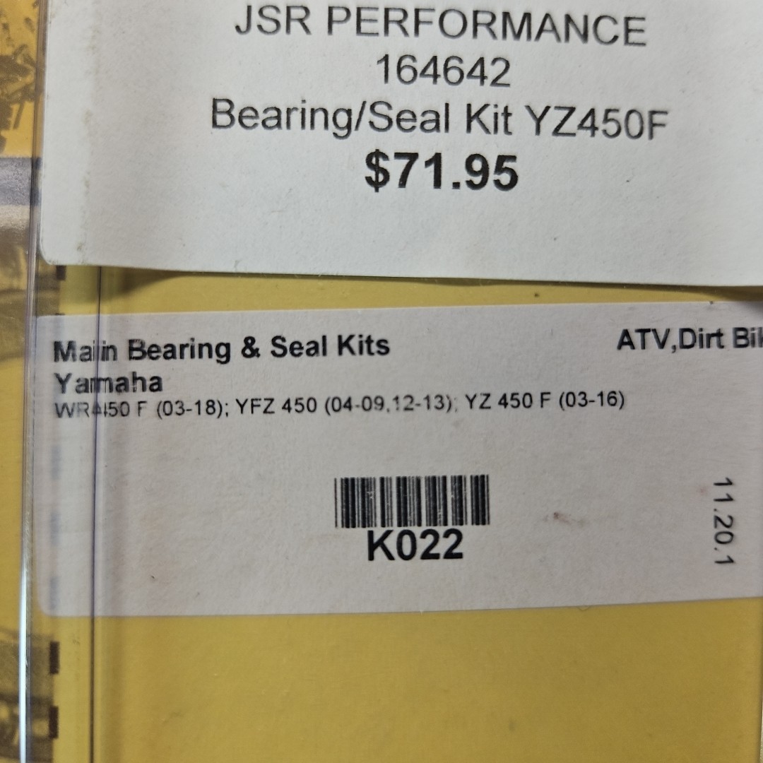 Hot Rods Crankshaft Main Bearings Yamaha YZ 450F 2002-2022 WR 450F YZ 450FX K022