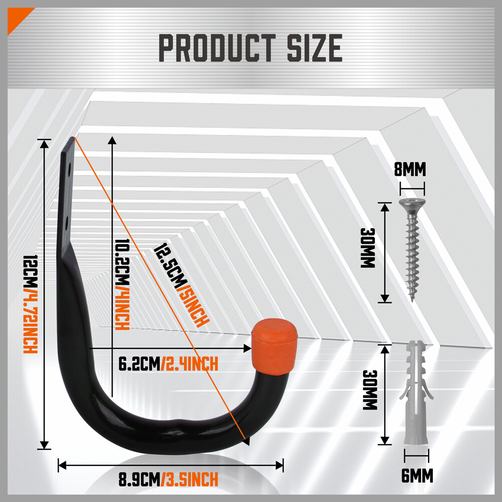 6-Pack Steel Garage Storage Utility Hooks Wall Organizer Tool Hanger H-D Screws