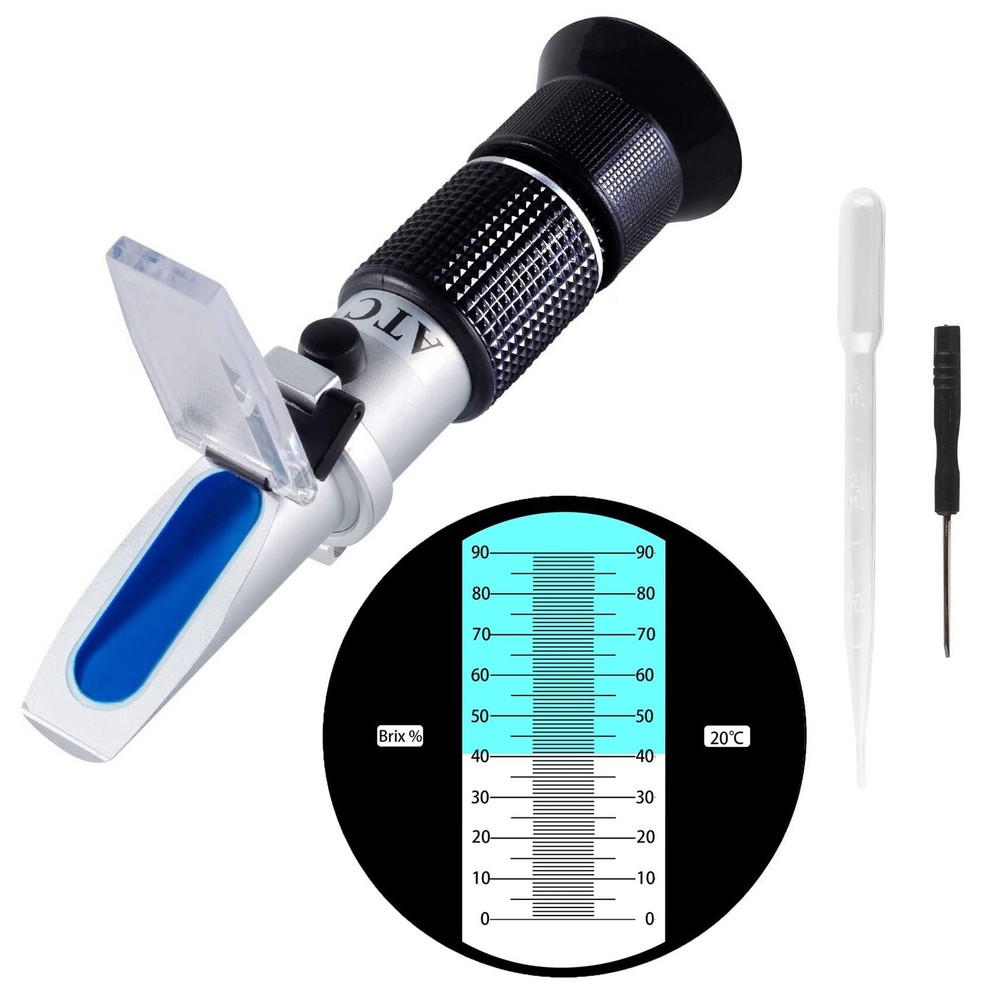 Brix Refractometer 0~90%, Handheld Sugar Refractometer, High Accurate Brix Me...