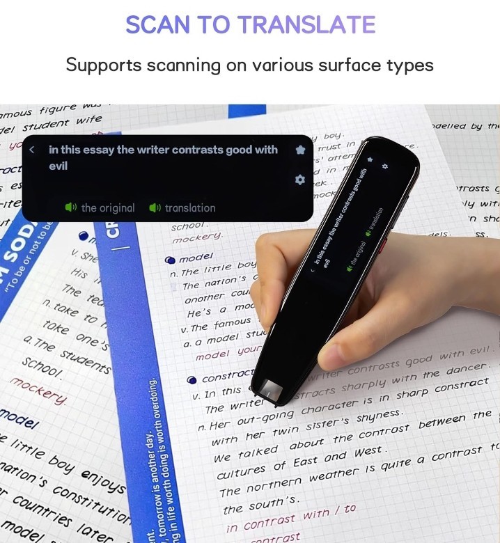 Scan Translator Pen, High-Accuracy Text-to-Speech Device Supporting 112 Language