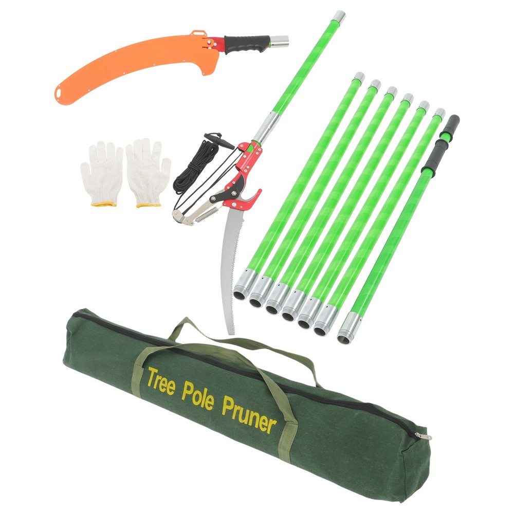 27FT Extendable Tree Trimmer & Pole Saw Combo 8-Section Telescoping Green Pole