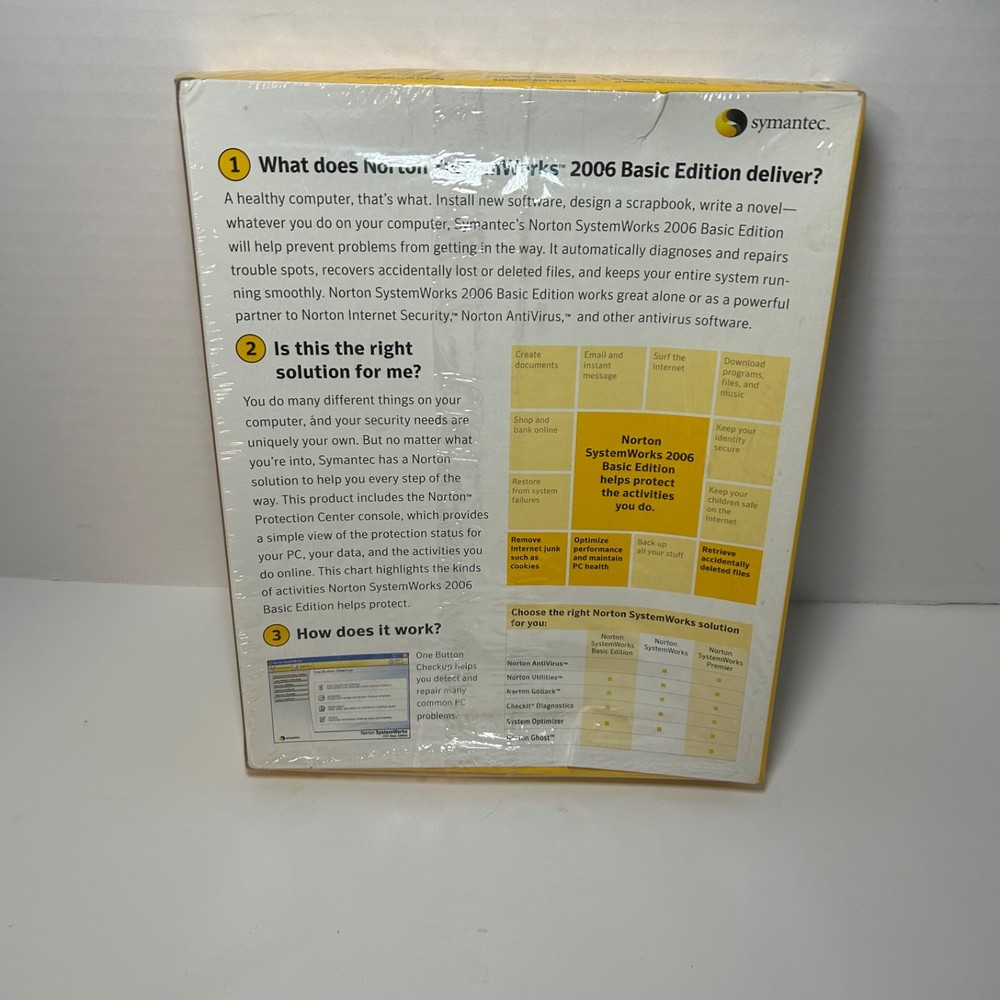 Norton Systemworks 2006 Basic Edition SEALED Disk Symantec Anti Virus Windows XP