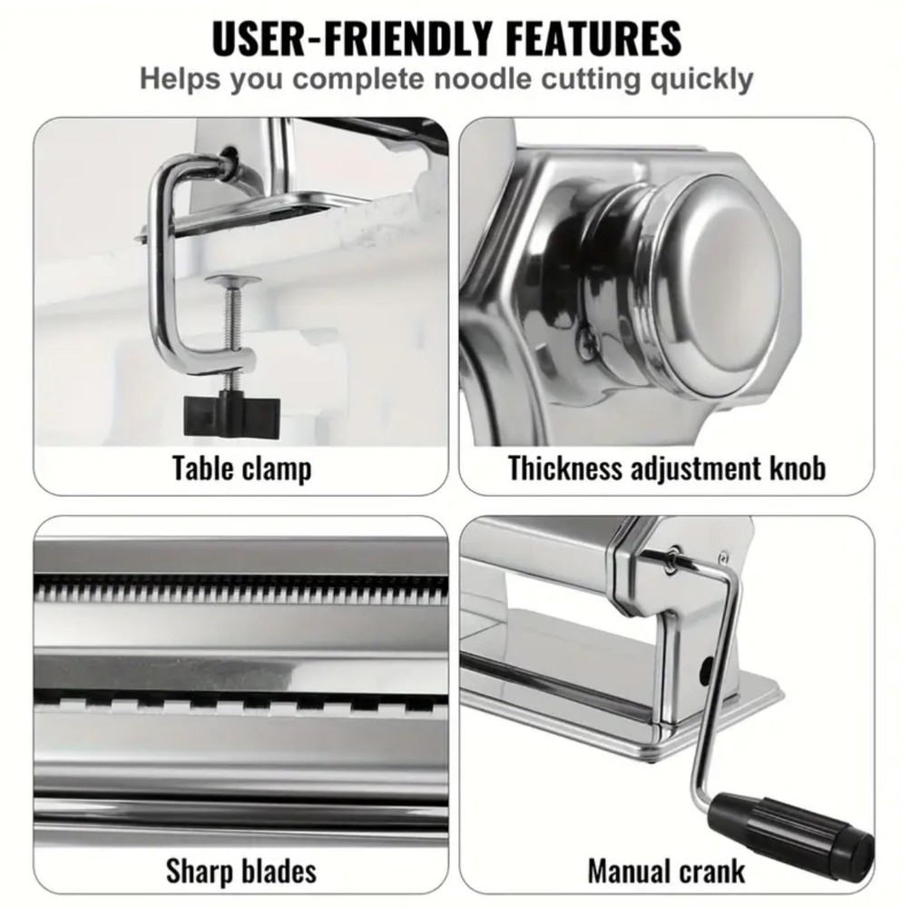 Spaghetti Maker, Pasta Machine with 8 Adjustable Thickness Settings