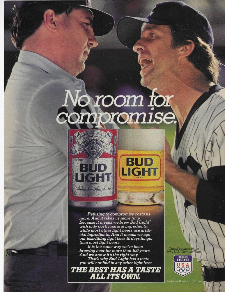 BASEBALL  BUD LIGHT   ORIGINAL PRINT AD