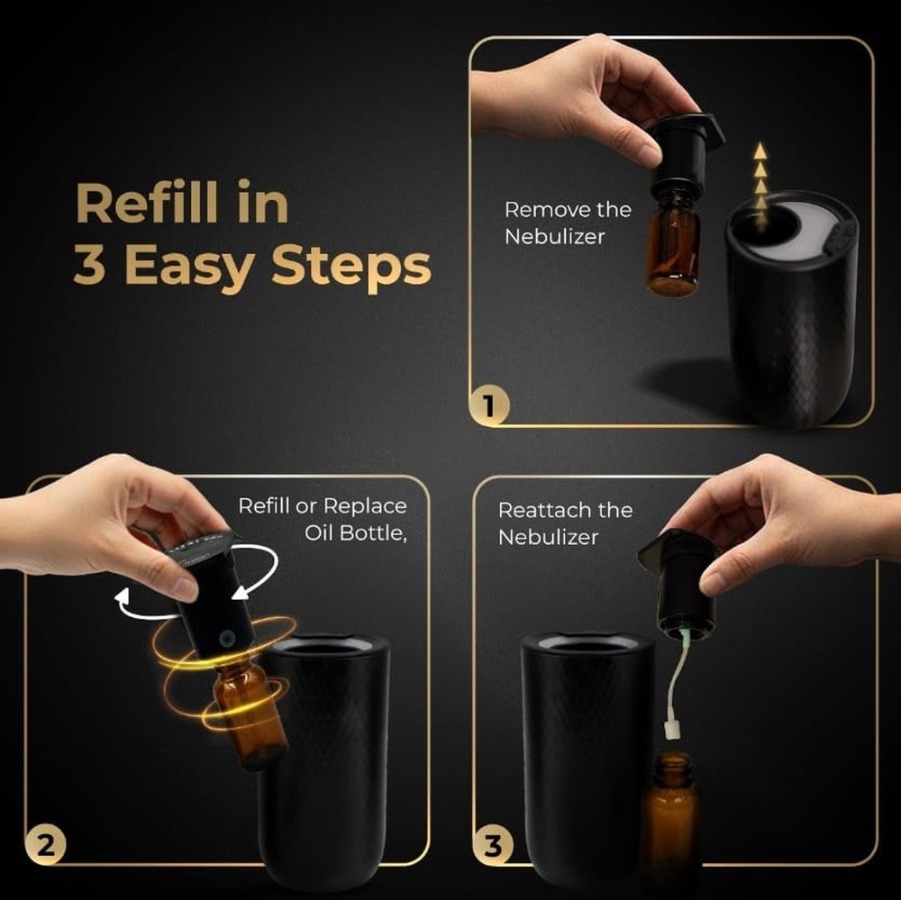 Waterless Essential Oil Diffuser – Portable Cordless Aromatherapy Diffuser
