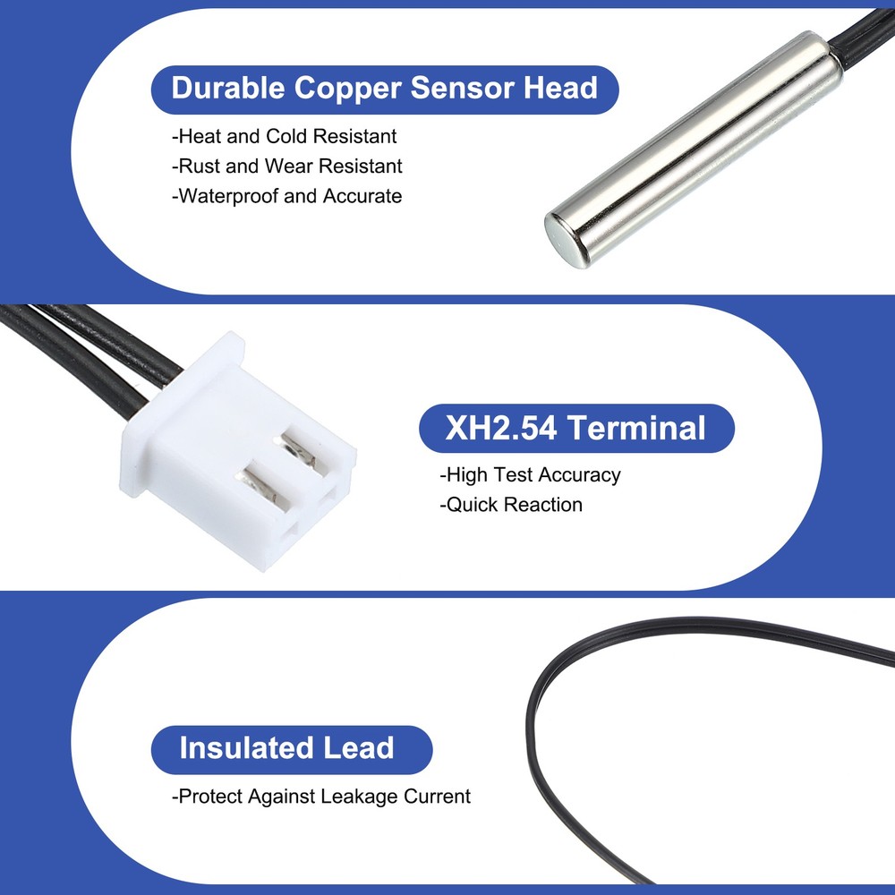 2 Pcs 20K 39 Inch 3950 Copper Temperature Sensor Probe with Terminal