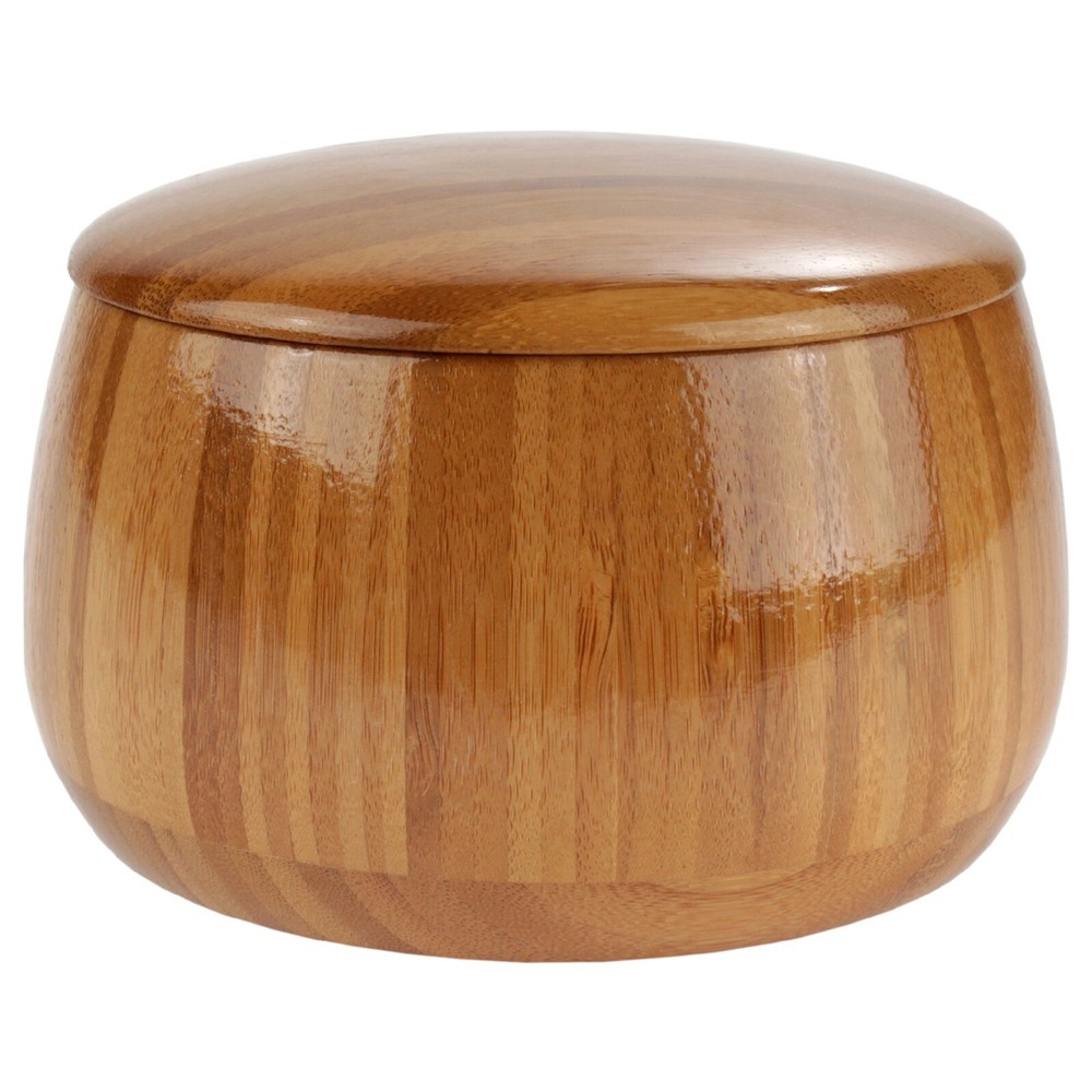Bamboo Salt Cellar Container Bowl with Lid