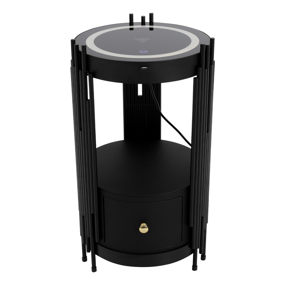 Smart Nightstand With Wireless Charging Station Bedside Table LED Side/End Table