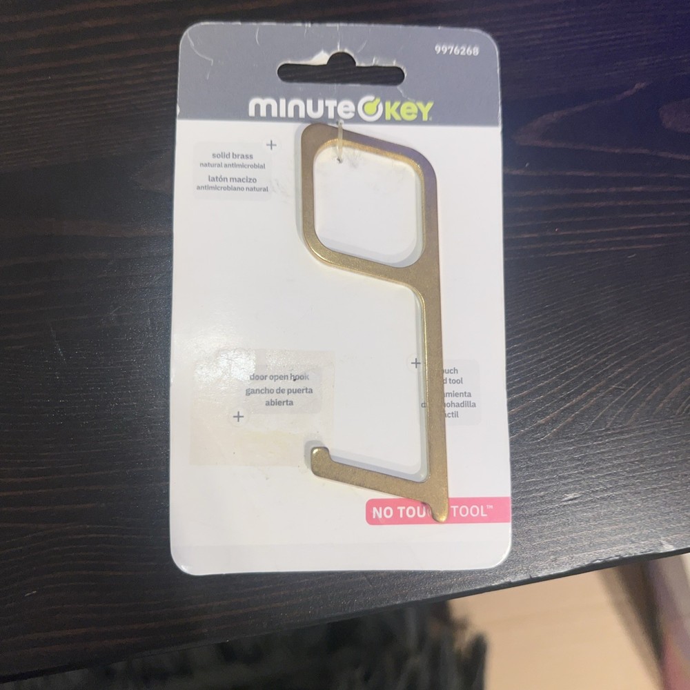 Minute Key No Touch Tool Solid Brass Anti-microbial By Hillman Door Open Hook