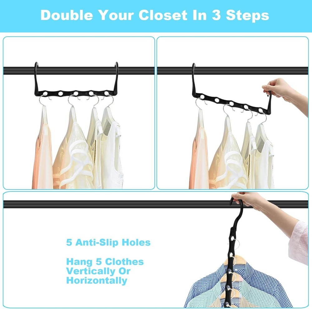 DUCOO Closet Hangers Space Saving Black 10 Pack