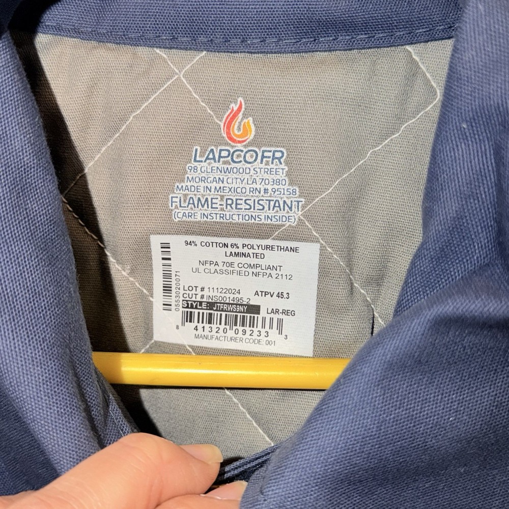 Lapco FR Flame Resistant Work Jacket Navy LAR-REG Construction Industry