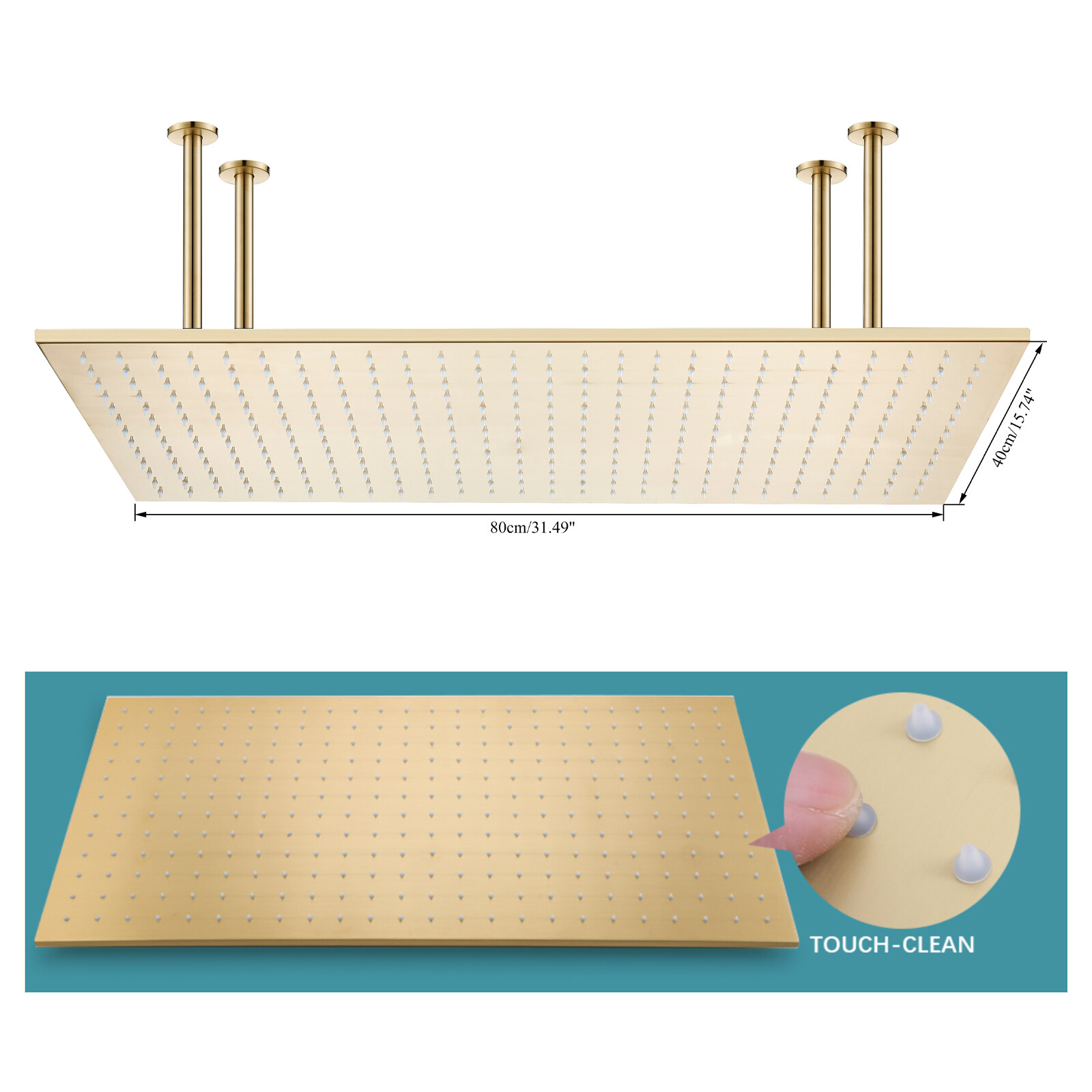 32x16" Large Rainfall High Pressure Luxury Shower Head Top Sprayer Ceiling Mount