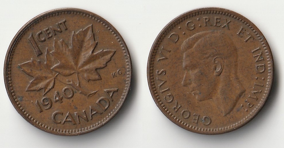 1940 Canada 1 cent coin