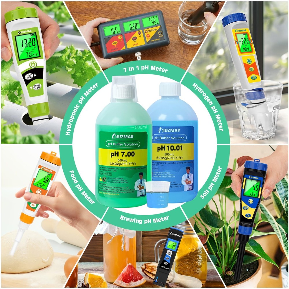 UIUZMAR pH Meter for Water Hydroponics and Calibration Solution
