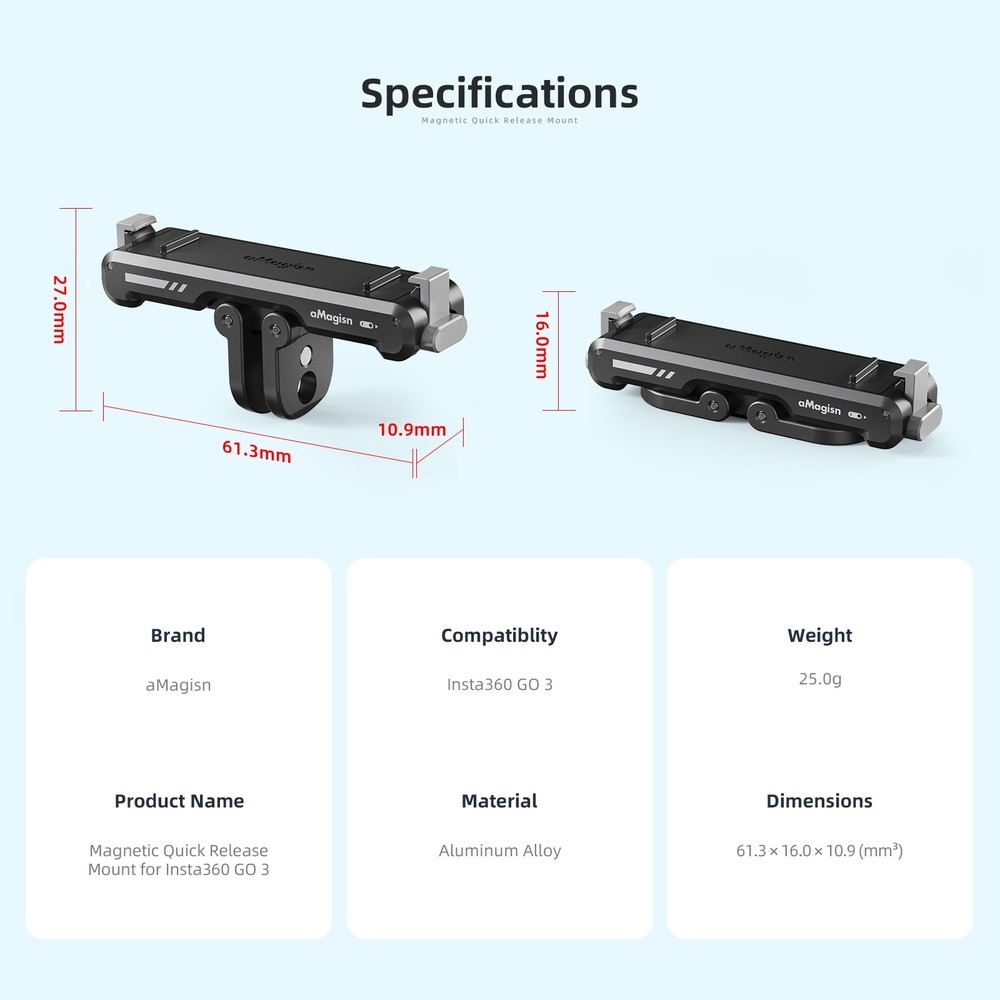 Magnetic Quick Release Adapter Mount For Insta360 GO 3 Action Camera Upgrades