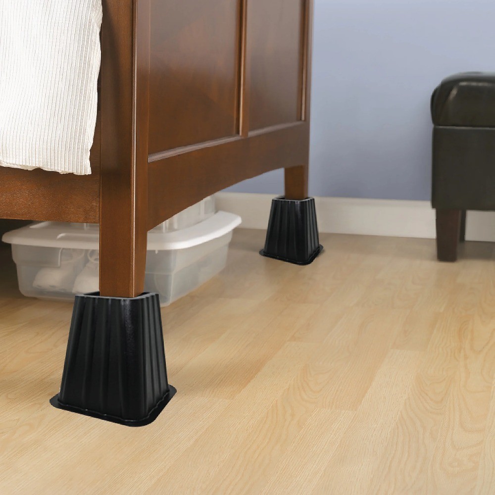 Bed Risers to Create Underbed Storage Space, 4 Pack, 6.5" x 6.5" x 6" Black