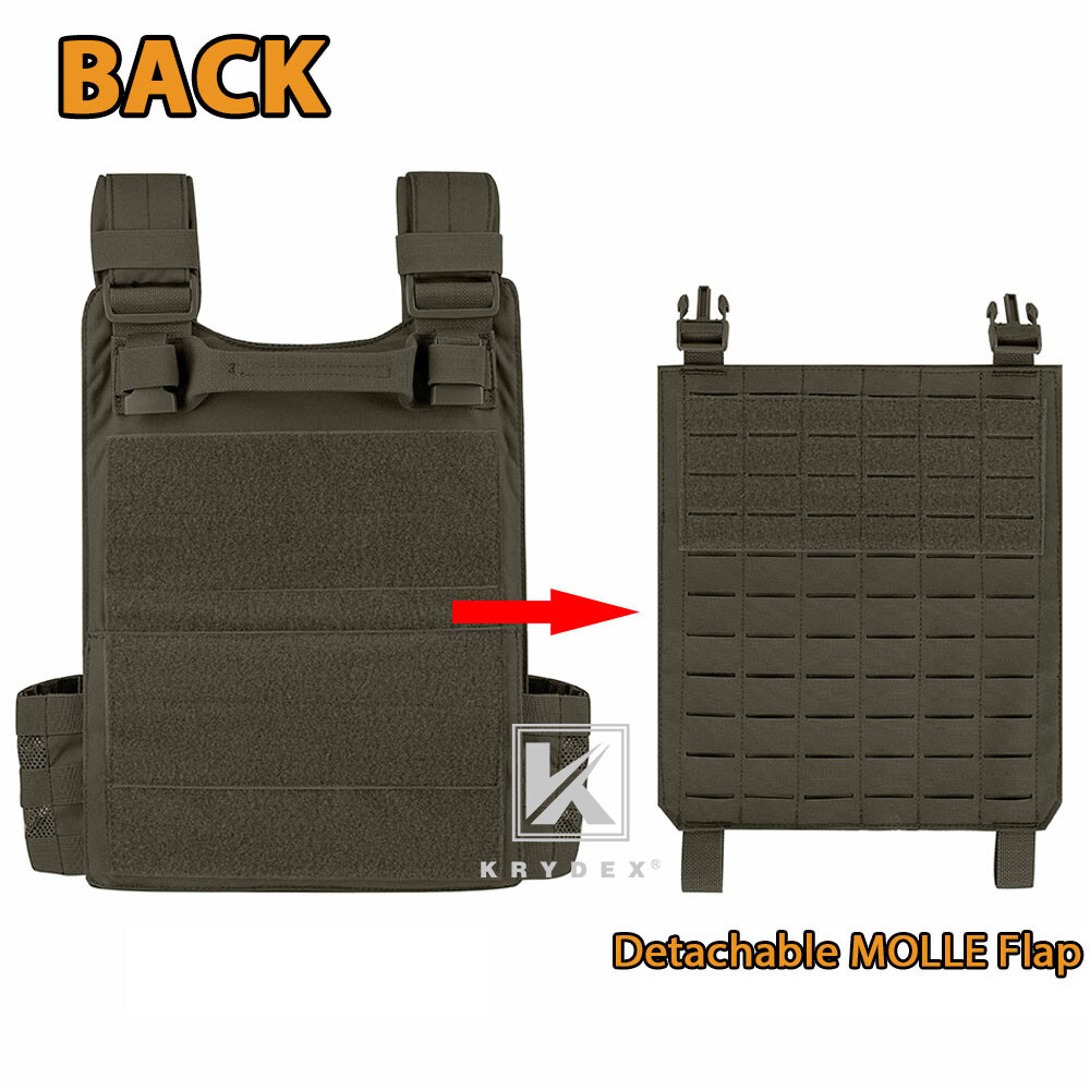 KRYDEX Plate Carrier Tactical Vest Quick Release & Laser Cut MOLLE Panel w/ Clip
