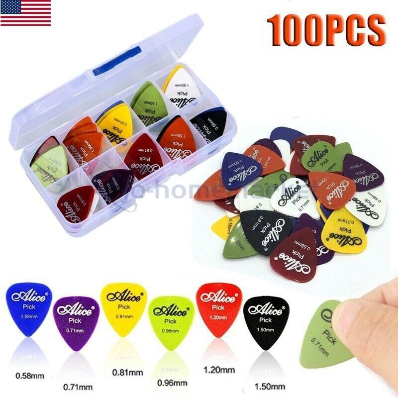 100pcs/lot Alice Assorted 0.58mm -1.50mm Anti-slip Nylon Guitar Picks Plectrums