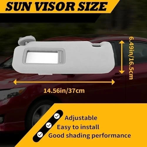 Gray Sun Visor Left Driver Compatible with Corolla 2009 2010 2012 2013