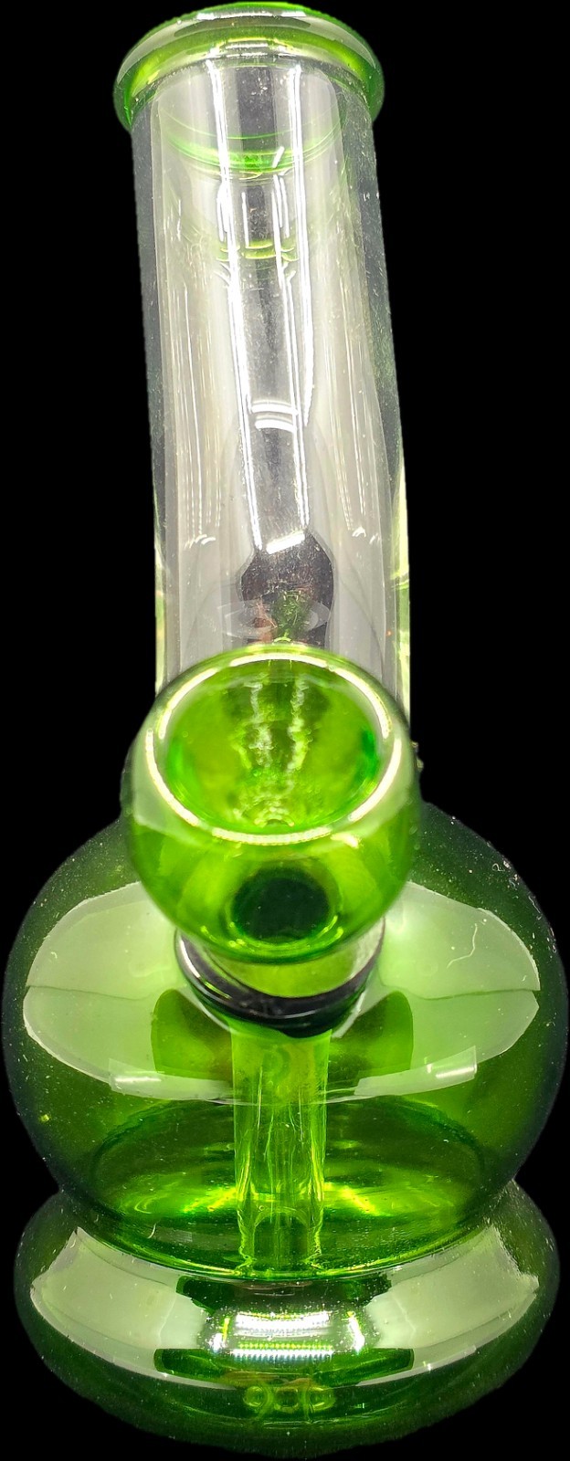 5" GREEN CURVED NECK GLASS Tobacco Mini Hookah Water Pipe Bong WITH SCREENS!