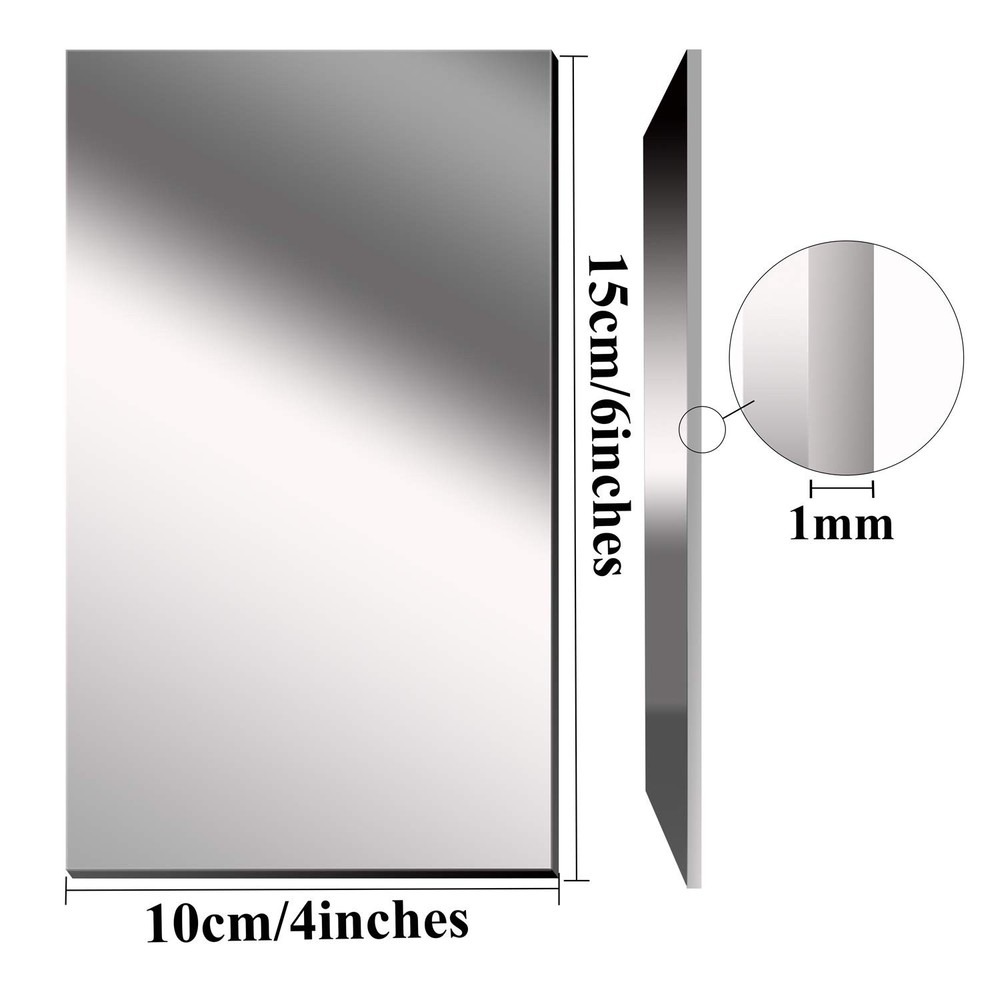 12 Pack Plastic Mirrors Decor Flexible Mirror Sheets Self Adhesive Mirror Til...