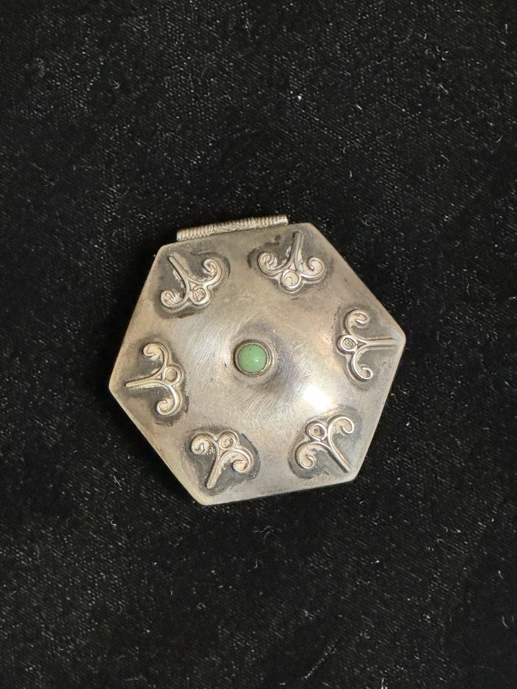 Antique Sterling Silver with Turquoise Pill Box