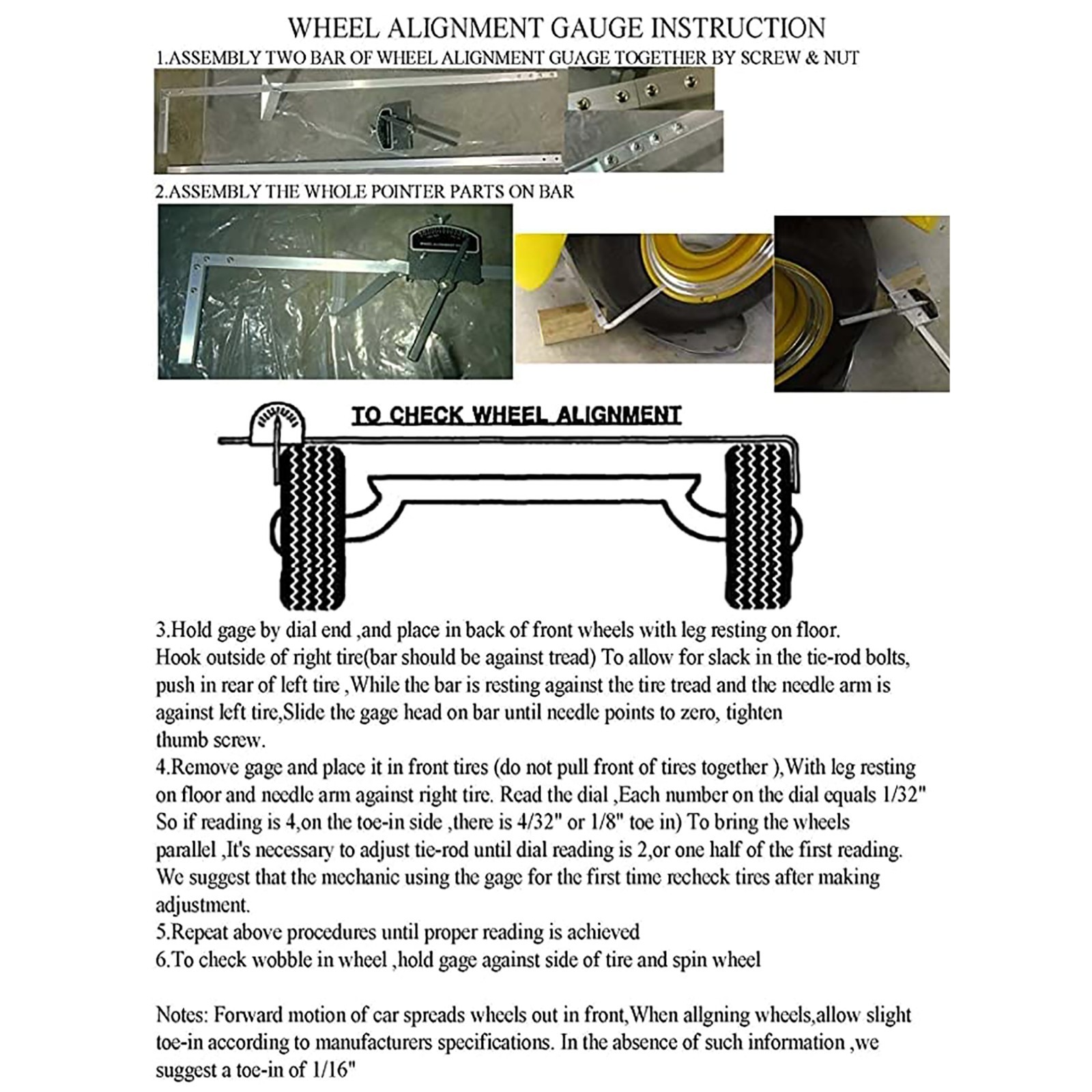 Wheel Alignment Tool, Accurate Heavy Duty Toe Alignment Gauge