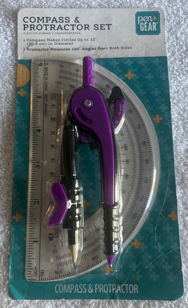 Pen+Gear Compass & Protractor Set Purple