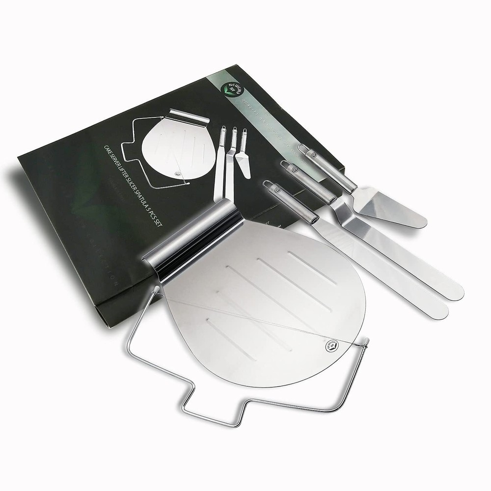 Stainless Steel Cake Customizing Decorating Serving 5pc set Cake Server Lifte...