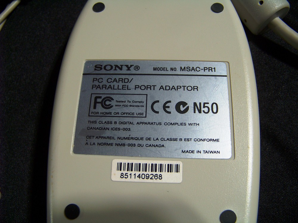 Sony MSACPR1 PC Card/Parallel Port adaptor ~ Memory Stick to PC - EUC