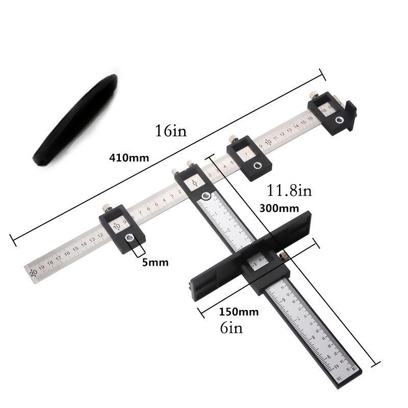 Cabinet Hardware Jig Tool, Wood Drilling Guide for Handles & Knobs, Black