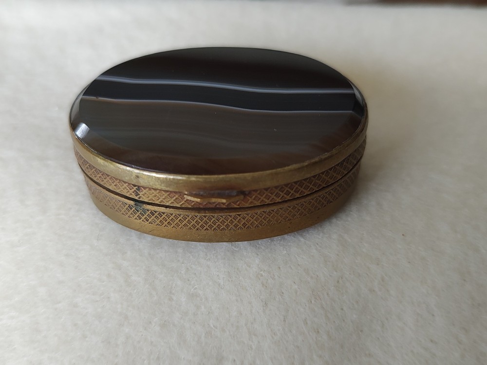 Oval Double Sided Agate Stone Snuff Box