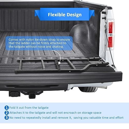 Universal Trucks Tailgate Ladder，Ladder Foldable & Height Adjustable for