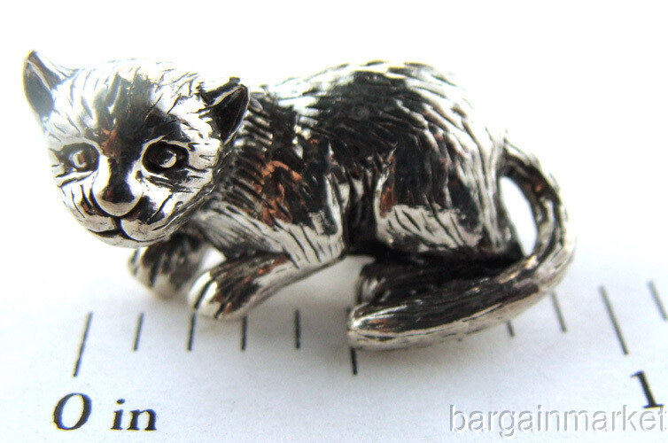 Miniature Sterling Silver Kitty Cat Figurine #85