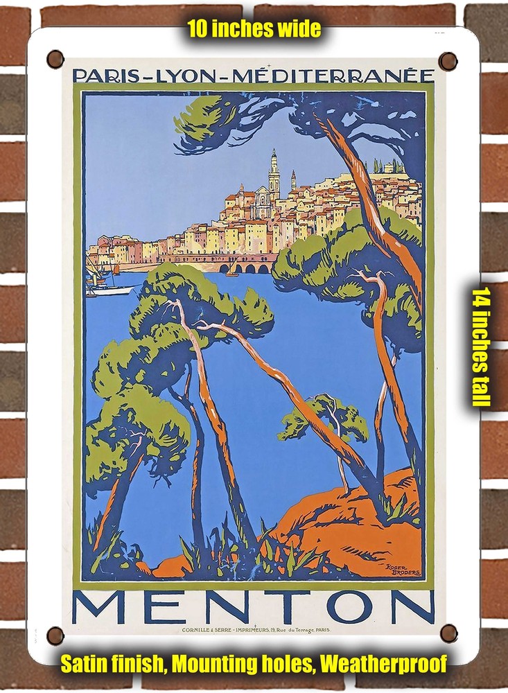 Metal Sign - 1923 PLM Menton - 10x14 Inches