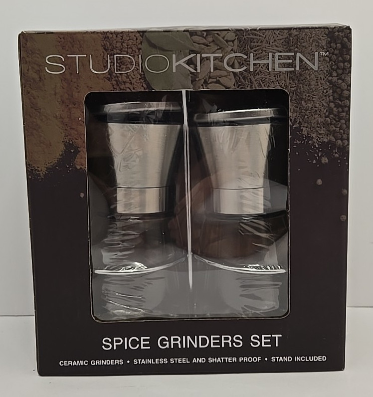 Studio Kitchen Spice Grinders Set Stainless Steel Construction, Ceramic Grinders