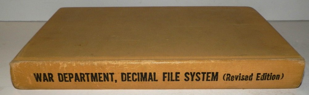 1943 US Army War Department Decimal File System Book