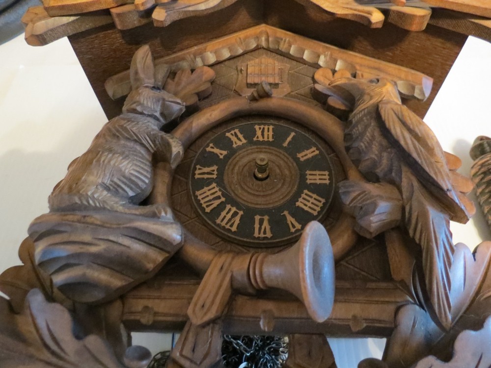 Vintage Large German Black Forest Hunter's Deer's Head Cuckoo Clock - Untested