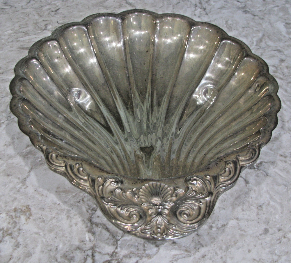 Vintage F. B. Rogers Silver Plated Seashell-Shaped Footed Serving Dish #1630,