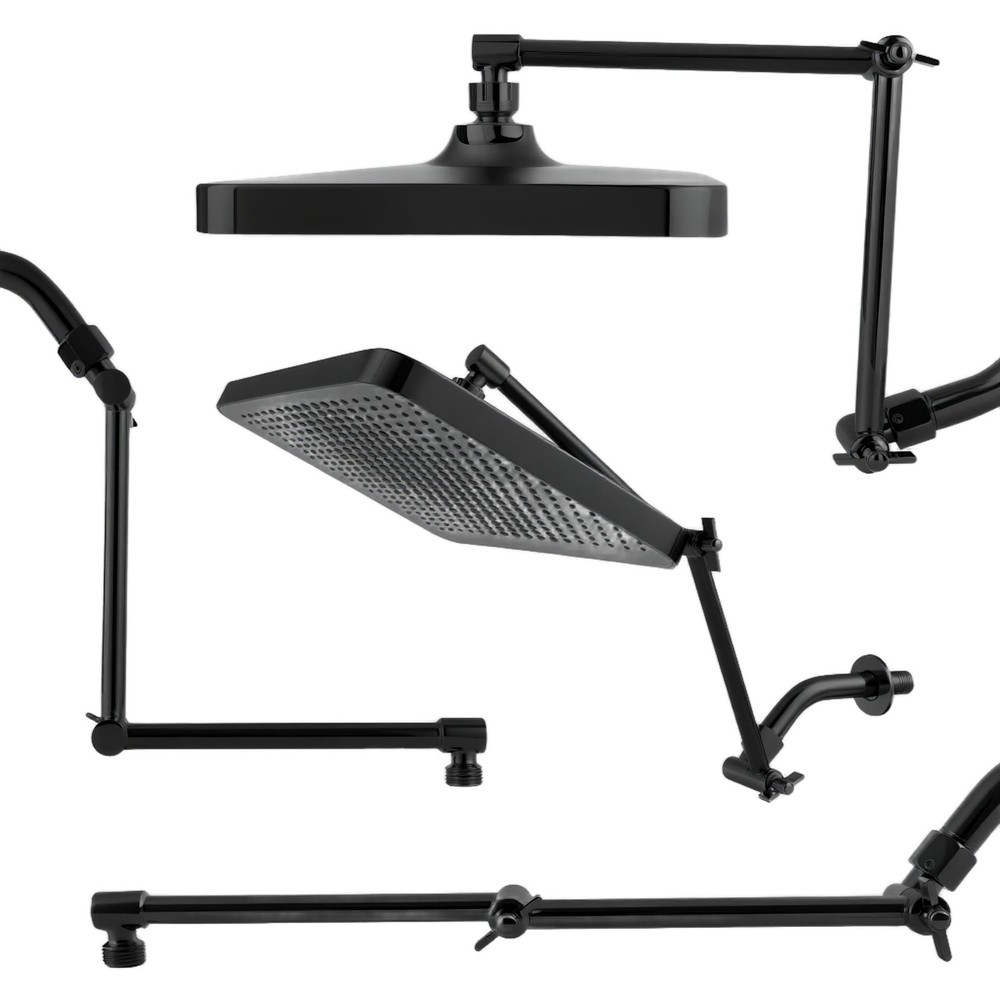 RLKDKJ Shower Head Extension Arm, 16 Inch Solid Brass Adjustable Extender with