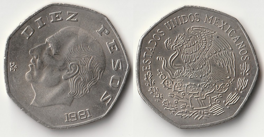 1981 Mexico 10 pesos coin #2