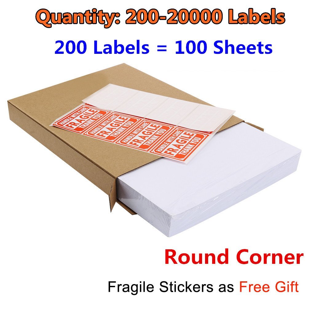 200-20000 Premium 8.5x5.5 Round Corner Shipping Labels Half Sheet Self Adhesive