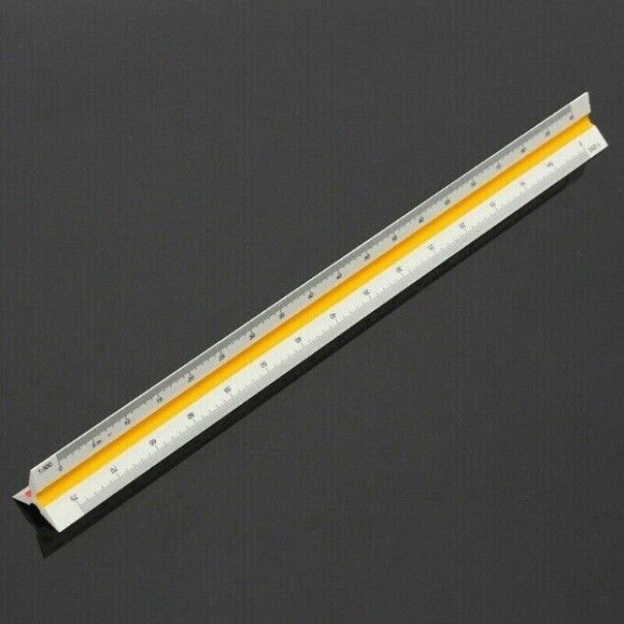 30cm/12" Solid Plastic Metric Triangular Scale Ruler Architect Engineers 1PC