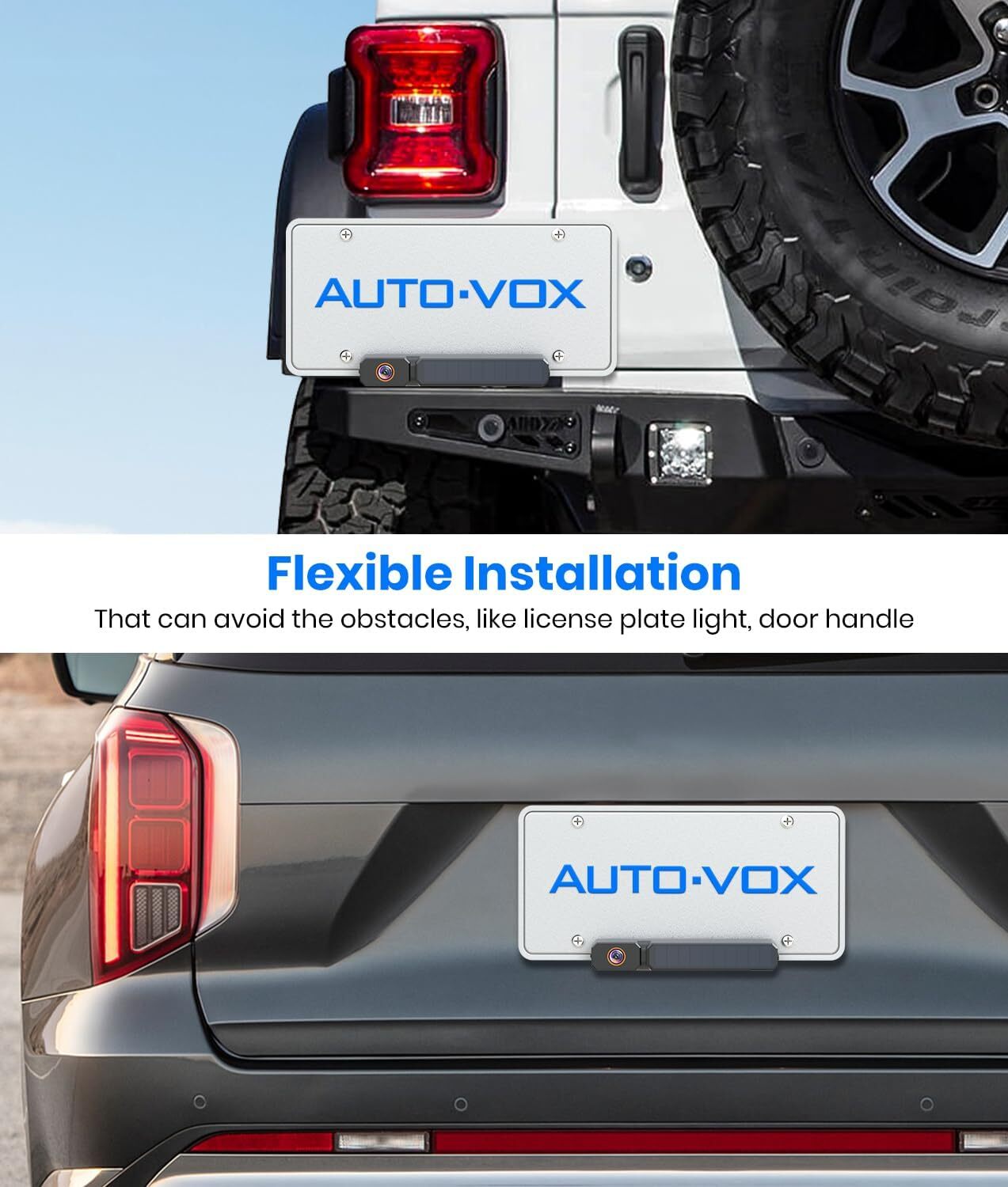 AUTO-VOX Solar Wireless Backup Camera 5" 1080P Monitor+ 1/2PCS Rear View Cameras