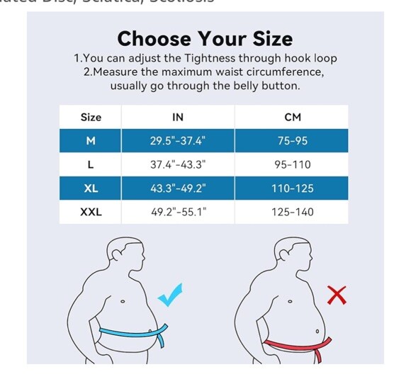 Back Brace for Lower Pain Lumbar Support Sciatica Herniated Disc Breathable M