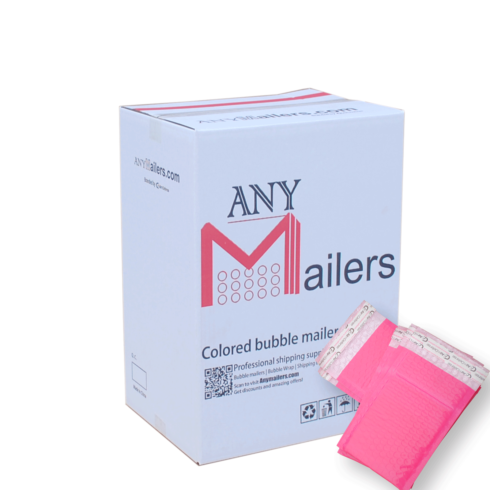 AirnDefense 200 #5 10.5X16" Pink Poly Bubble Mailers Shipping Padded Envelope