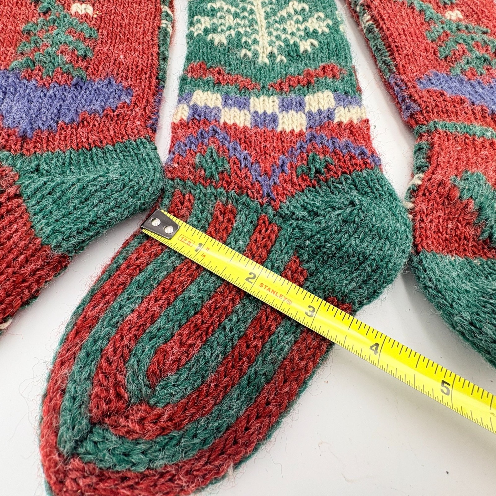 Russ Berrie Christmas Knit Stockings Lot Of 4 Red & Green 14" Vintage Decor