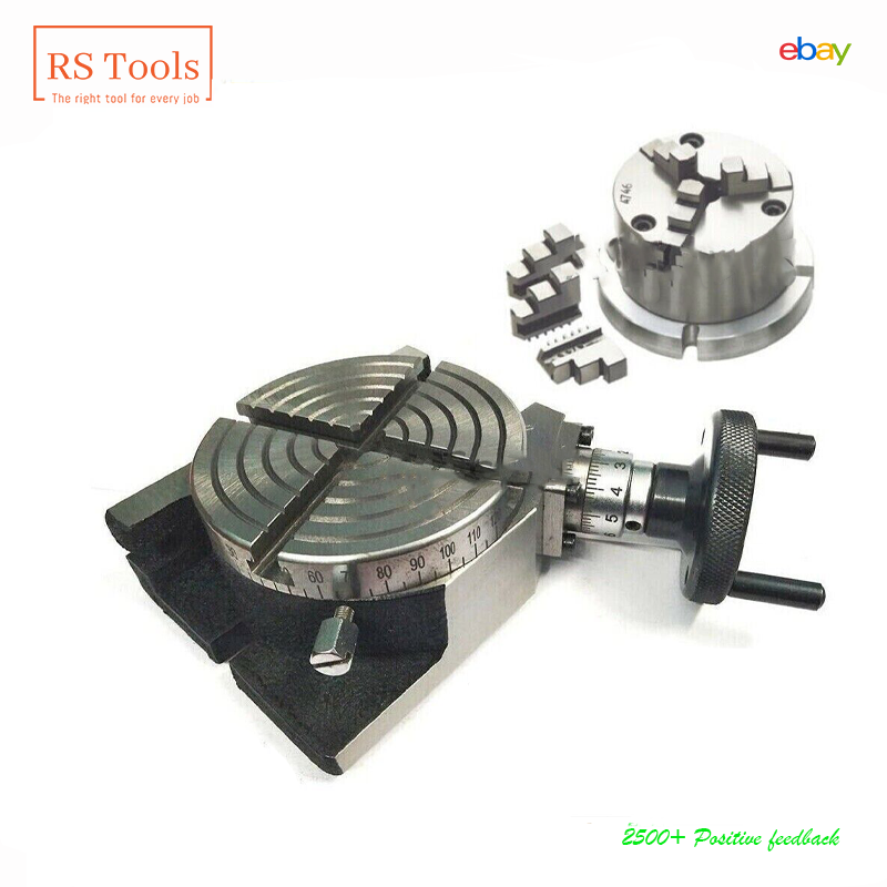 4" / 100mm Rotary Table Horizontal & Vertical + 3 Jaws 80mm self centering Chuck