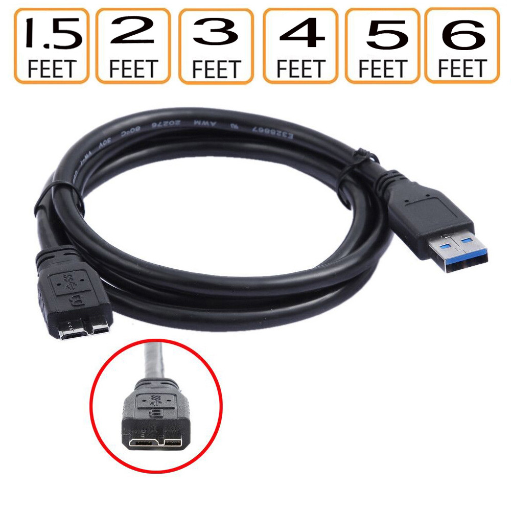 USB Power Charger Data Sync Cable Cord For Western Digital External Hard Drive