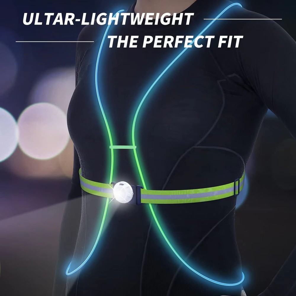LED Reflective Running Vest with Front Light,Running Lights for Runners,Refle...